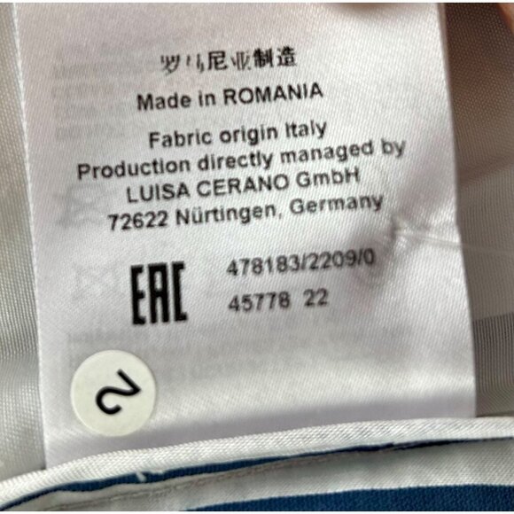 Luisa Cerano Designer Women's Striped Blazer Jacket White & Navy Size 6 - Picture 7 of 7